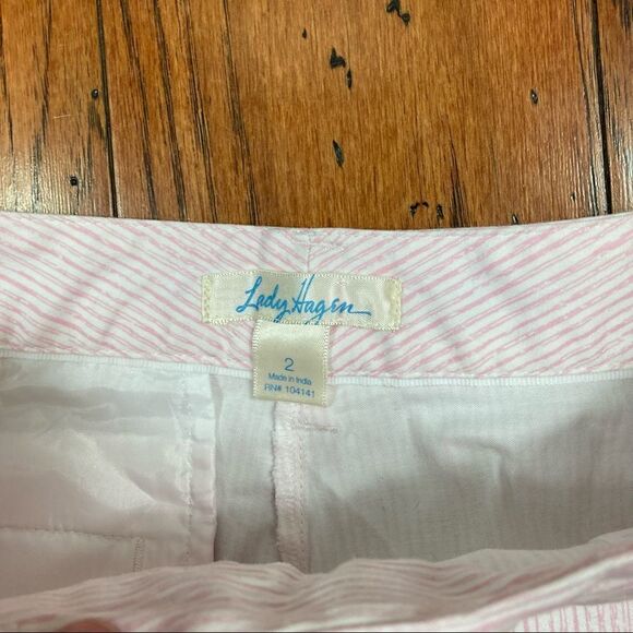 Lady Hagen Pink And White Striped Breast Cancer Awareness Shorts, Size 2 - Picture 4 of 10